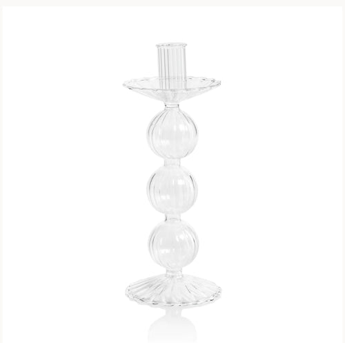 Luisa Glass Taper Candle Holder-8.75”H