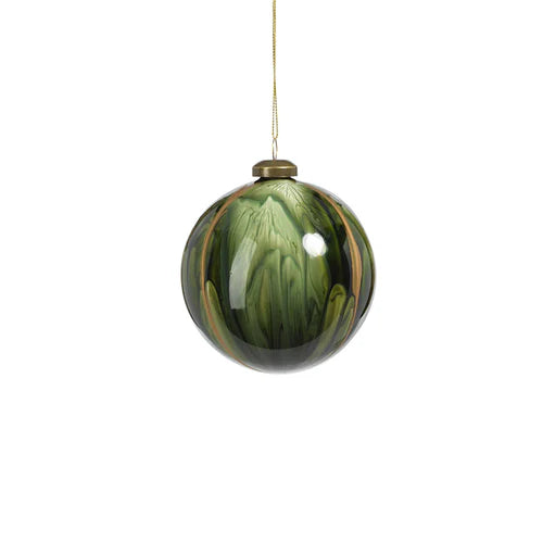 Shiny Green Watercolor Glass Ornament