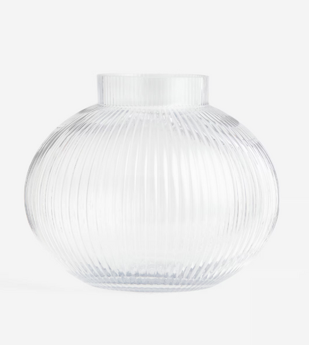 Round Glass Vase Ribbed